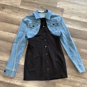Black and Denim Button-Up Jacket